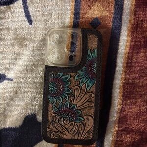 Floral Tooled Leather Phone Case